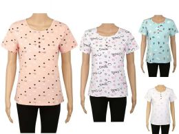 60 Pairs Women's Fashion Print T-Shirt - Women's T-Shirts