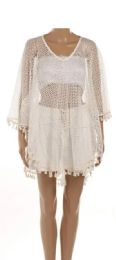 36 Wholesale Women's Crochet Swimsuit Cover Up White Color One Size