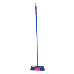 24 Wholesale Heavy 2colr Strat Broom W/pvc Handl
