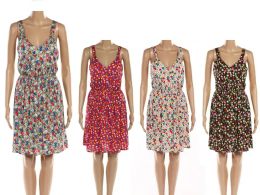 48 Pieces Womens Floral Print Knee Length Dress In Assorted Color - Womens Sundresses & Fashion
