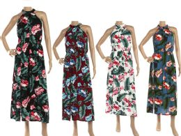 48 Pieces Womens Floral Print Ankle Length Dress In Assorted Color - Womens Sundresses & Fashion