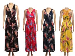 48 Pieces Women's Long Tropical Fashion Dress In Assorted Color - Womens Sundresses & Fashion