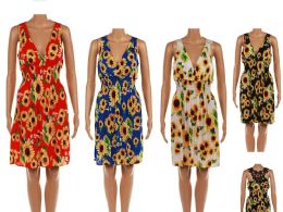 48 Pieces Ladies Short Flower Fashion Sun Dresses In Assorted Colors - Womens Sundresses & Fashion
