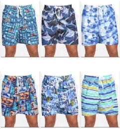 72 of Men's Assorted Tropical Printed Swim Trunks Sizes SmalL-2xl