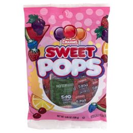 24 pieces Lollipops Charms Fluffy Stuff Pops Peg Bag 3.85 Oz On Merchandise Strip - Food & Beverage
