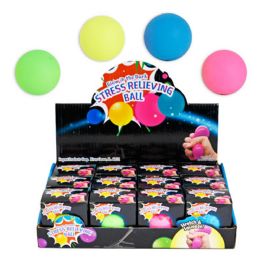 24 pieces Ball Stress Relief Glow In Dark 2.5in 4asst Color Box 12pc Pdq - Balls