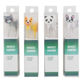 48 pieces Earbuds Novelty Animal 4ast 2-Dog/cat/panda Pvc Box W/insert 48in Cord/3.5mm Jack - Headphones and Earbuds