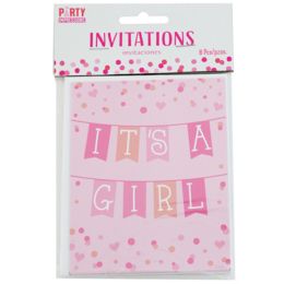 144 Bulk Invitation Cards Its A Girl 8ct