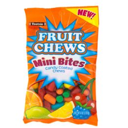 12 pieces Tootsie Fruit Chews Mini Bites 6 Oz Peg Bag - Food & Beverage