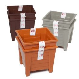 48 pieces Planter 2pk Square 5.75 X 4.5"h Terra, Green, Brown, Cranberry In Pdq #gloria 15 - Garden Planters and Pots