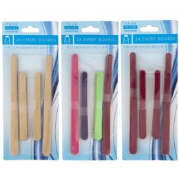 96 of Emery Board Nail Files 24pc Plain Or Color 6.5in & 4.5in L 3ast Hba Blc