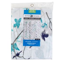 10 pieces Shower Curtain Twiggy Floral Teal/navy 72x72 - Shower Curtain