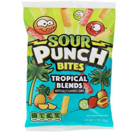 12 pieces Sour Punch Bites Tropical Blends 3.7 Oz Hanging Bag - Food & Beverage
