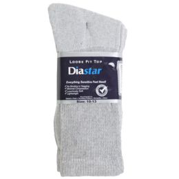 60 of Socks 3pk Size 10-13 Grey Diabetic Crew Comfy Feet Peggable