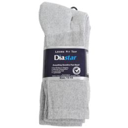 60 of Socks 3pk Size 13-15 Grey Diabetic Crew Comfy Feet Peggable