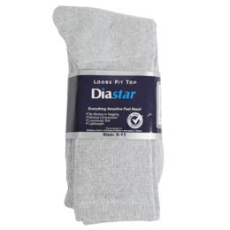 60 of Socks 3pk Size 9-11 Grey Diabetic Crew Comfy Feet Peggable