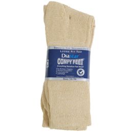 60 Bulk Socks 3pk Size 13-15 Tan Diabetic Crew Comfy Feet Peggable