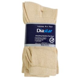 60 Bulk Socks 3pk Size 9-11 Tan Diabetic Crew Comfy Feet Peggable