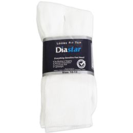60 Bulk Socks 3pk Size 10-13 White Diabetic Crew Comfy Feet Peggable