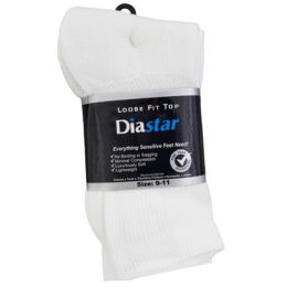 60 Bulk Socks 3pk Size 9-11 White Diabetic Crew Comfy Feet Peggable