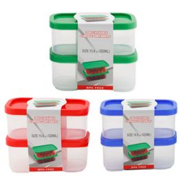 24 of Food Storage Container 2pk Snack Stackable 10.8oz Ea Belly Band Red/blue/green Colors