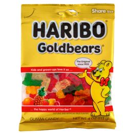 12 of Gummy Bears Haribo Gold 4 Ozpeg Bag