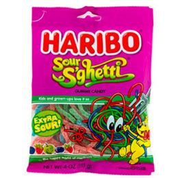 12 of Gummi Candy Haribo Sour Sghetti4 Oz Peg Bag