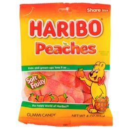 12 pieces Gummi Candy Haribo Peaches 4 Ozpeg Bag - Food & Beverage
