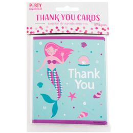 144 pieces Thank You Birthday Cards Mermaid 8ct - Invitations & Cards