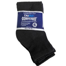 40 of Socks 3pk Size 10-13 Black Qtr Length Diabetic Crew Comfy Feet Peggable