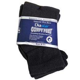 40 of Socks 3pk Size 6-8 Black Qtr Length Diabetic Crew Comfy Feet Peggable