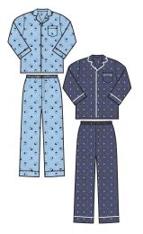 48 Wholesale 2 Piece Mens Long Sleeve Pajama Set Assorted Colors And Sizes M-Xxl