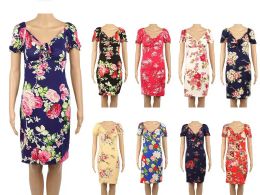 72 Pieces Womens Short Flower Fashion Dress In Assorted Colors - Womens Sundresses & Fashion