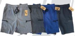 60 Wholesale Mens Zip Cargo Fleece Shorts Assorted Sizes And Colors