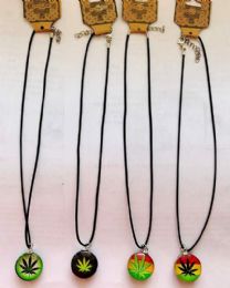 108 Pieces Glass Pendent Marijuana Necklace - Necklace