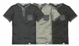 84 Wholesale Junior Boys Short Sleeve Henley Pocket T-Shirt