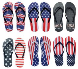 96 Pieces Men's Assorted Americana Flip Flops - Men's Flip Flops and Sandals