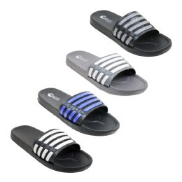 48 Pieces Men's Stripe Slide Assorted - Men's Slippers