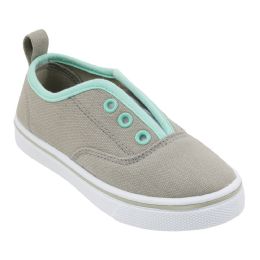 12 Wholesale Girl's Canvas Sneaker Gray & Mint