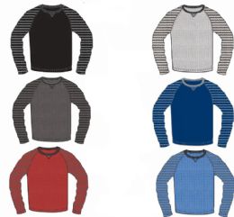 72 Pieces Mens Long Sleeve Jaquard Thermal Waffle Top Sizes M-2xl - Mens Thermals