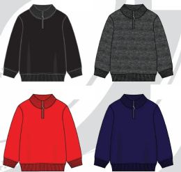 24 of Junior Boys Quarter Zip Long Sleeve Solid Color Sweaters