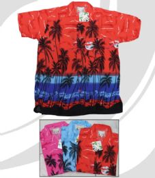 72 Pieces Mens Short Sleeve Assorted Hawaiin Shirts - Mens Polo Shirts