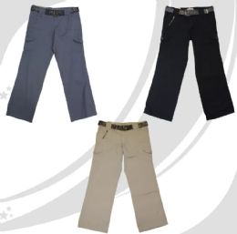 48 of Womens Novelty Cargo Pants With Belt Assorted Sizes 4-14 Khaki