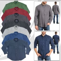 48 of Mens Long Sleeve Woven Jacquard Button Down Shirt Assorted Colors And Sizes