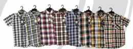 48 of Mens Basic Short Sleeve Plaid Shirt Hanger Pack Assorted Sizes M-2xl
