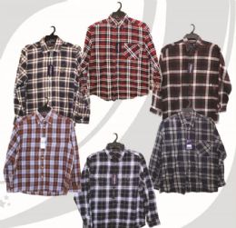 48 of Mens Long Sleeve Flannel Shirts Assorted Plaid Designs