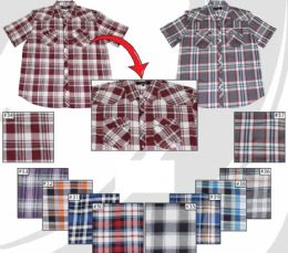 60 Wholesale Mens Short Sleeve Yarn Dyed Button Down Fashion Shirts Assorted Sizes M-2xl