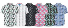 60 of Mens Hawaiian Woven Poplin Short Sleeve Shirts Family Pack
