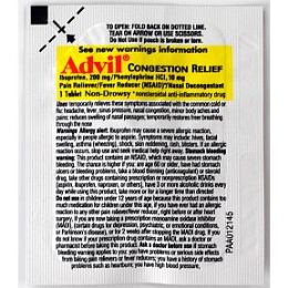 50 Pieces Advil Congestion Relief - Pain and Allergy Relief