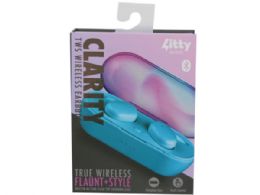 6 of Clarity Blue True Wireless Earbuds With Carrying Case Hard Box